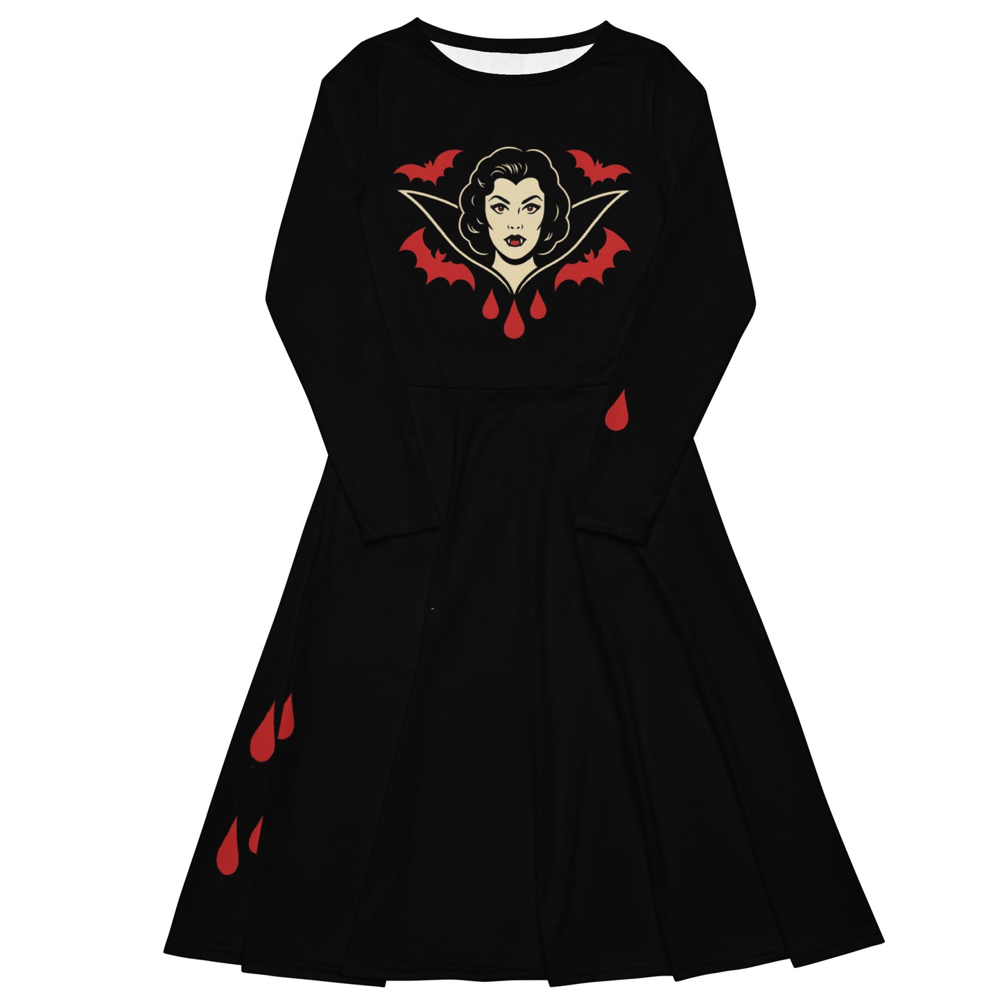Vestido midi manga larga. The Crimson Countess. - PULP SPECTER