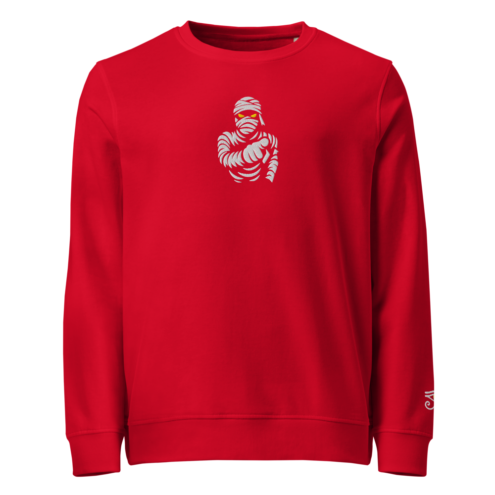 Sudadera orgánica unisex. Bordado de Momia y Ojo de Osiris - PULP SPECTER
