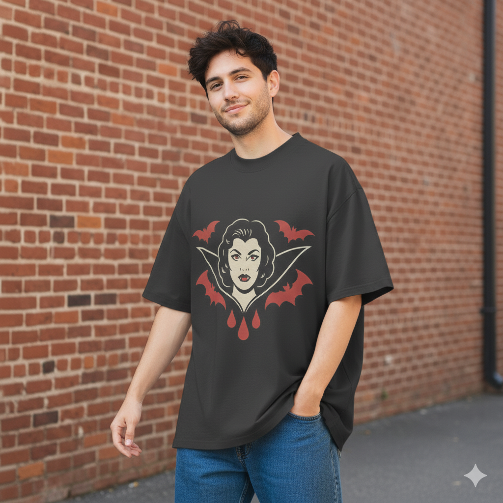 Camiseta oversize con efecto desgastado. The Crimson Countess. - PULP SPECTER