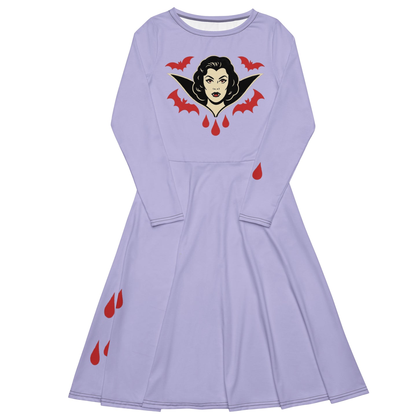 Vestido midi manga larga. The Crimson Countess. - PULP SPECTER
