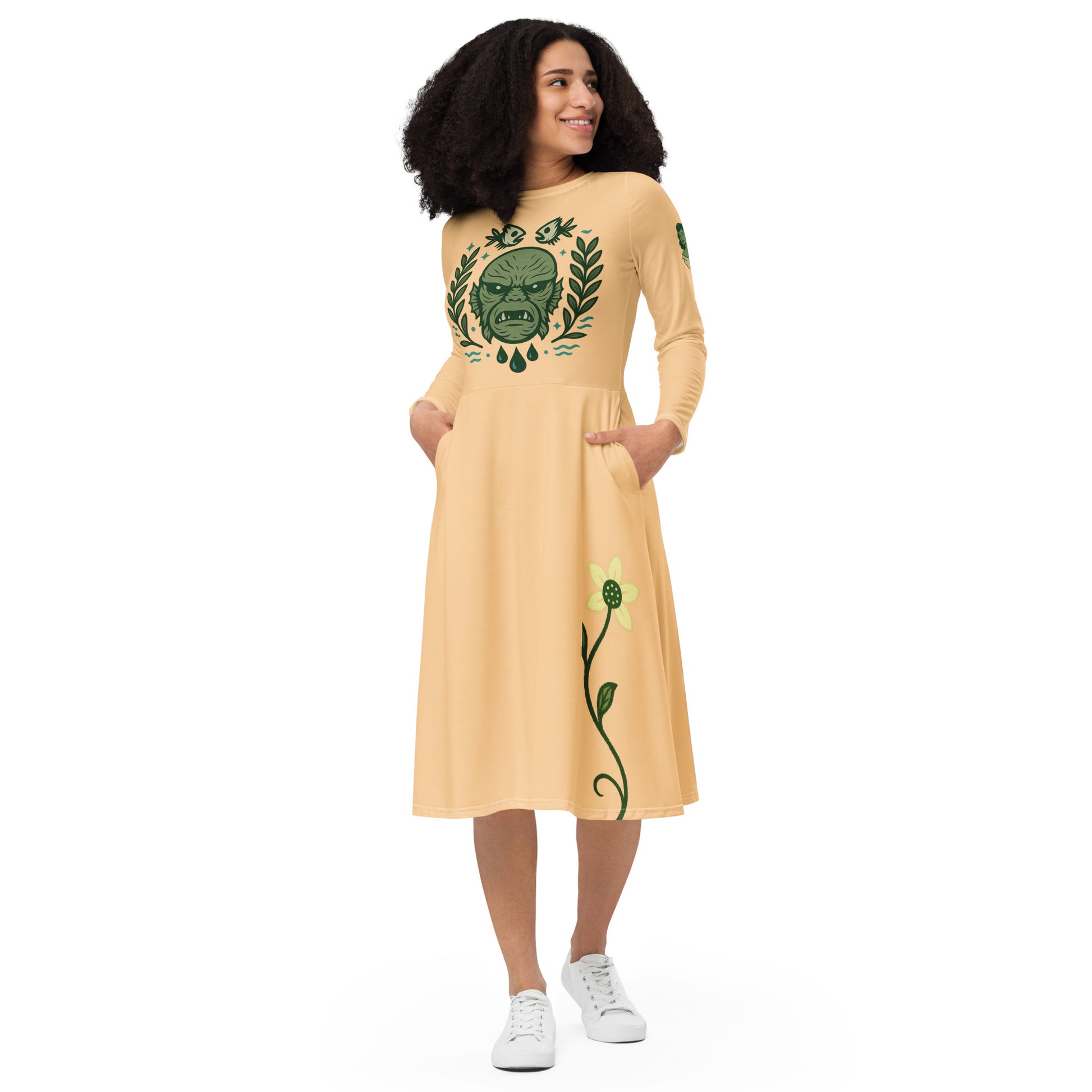 Vestido midi manga larga. The Swamp Guardian. - PULP SPECTER