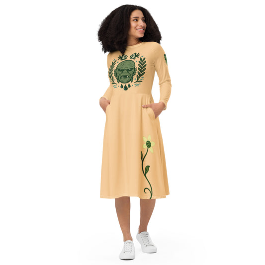 Vestido midi manga larga. The Swamp Guardian. - PULP SPECTER