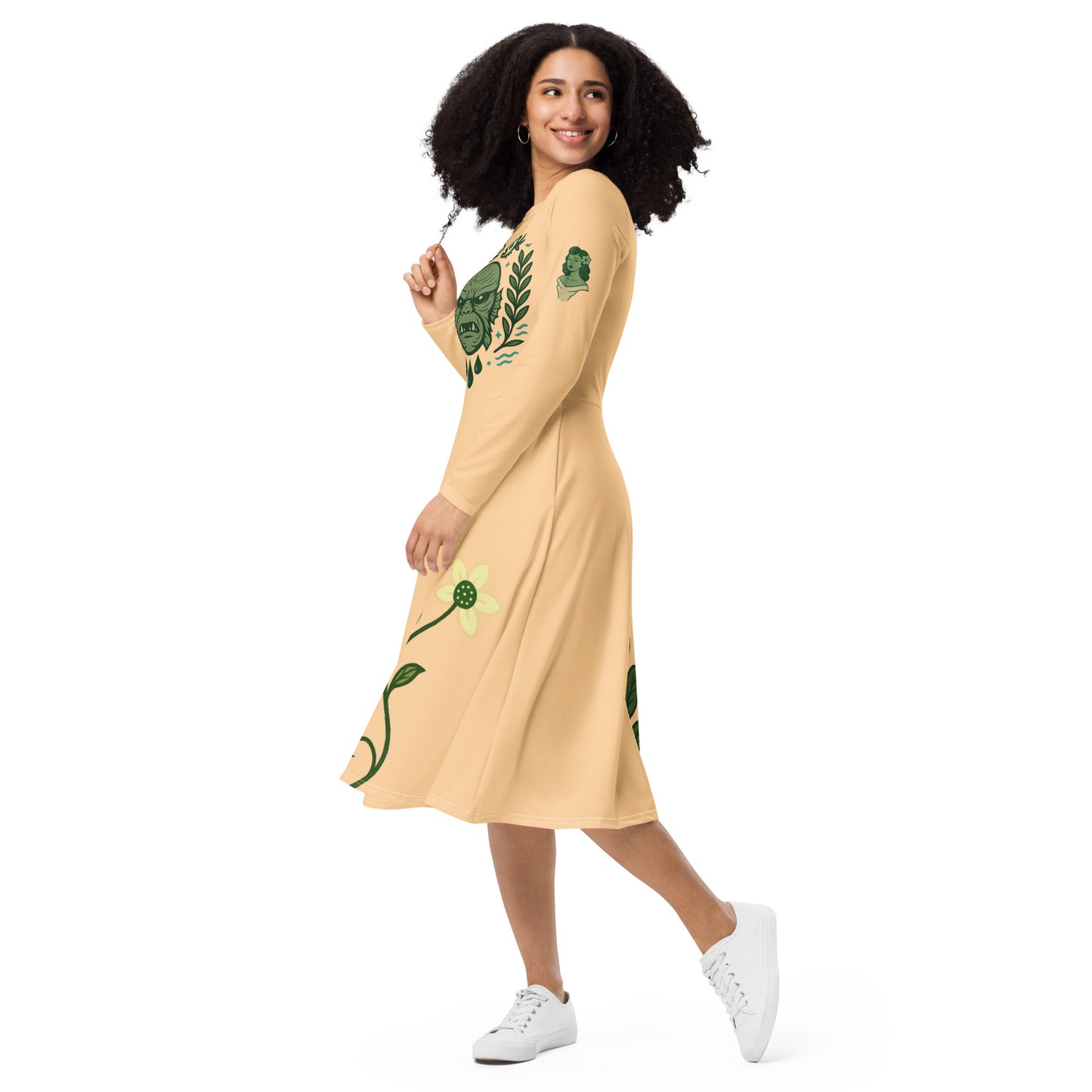 Vestido midi manga larga. The Swamp Guardian. - PULP SPECTER