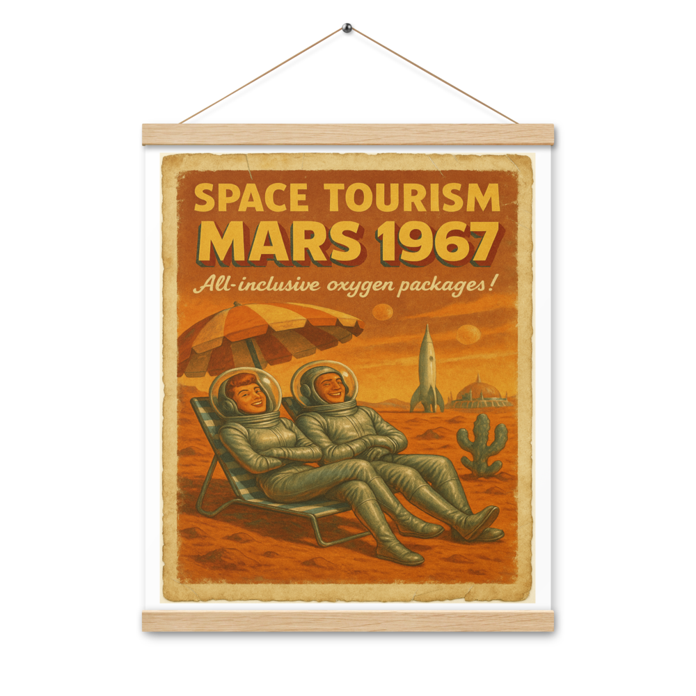 Póster con colgador 40´7cm (ancho) x 50´8 (alto). 16´´x20´´. Mars Tourism. - PULP SPECTER