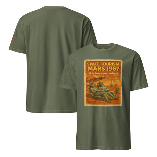 Camiseta de manga corta unisex. Space Tourism Mars 1967. - PULP SPECTER