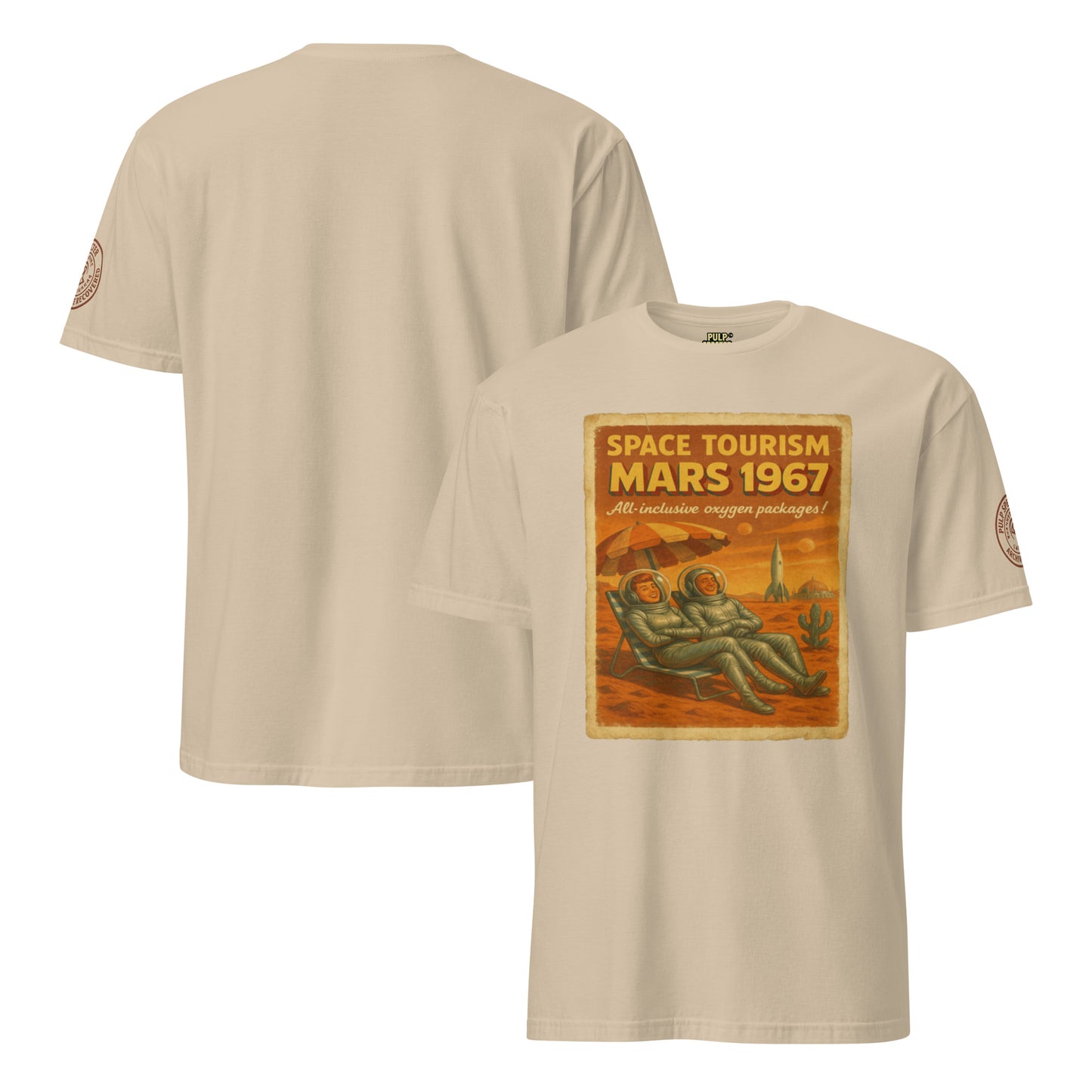 Camiseta de manga corta unisex. Space Tourism Mars 1967. - PULP SPECTER