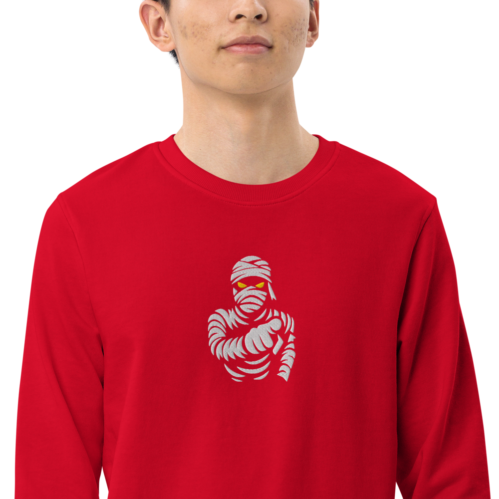 Sudadera orgánica unisex. Bordado de Momia y Ojo de Osiris - PULP SPECTER