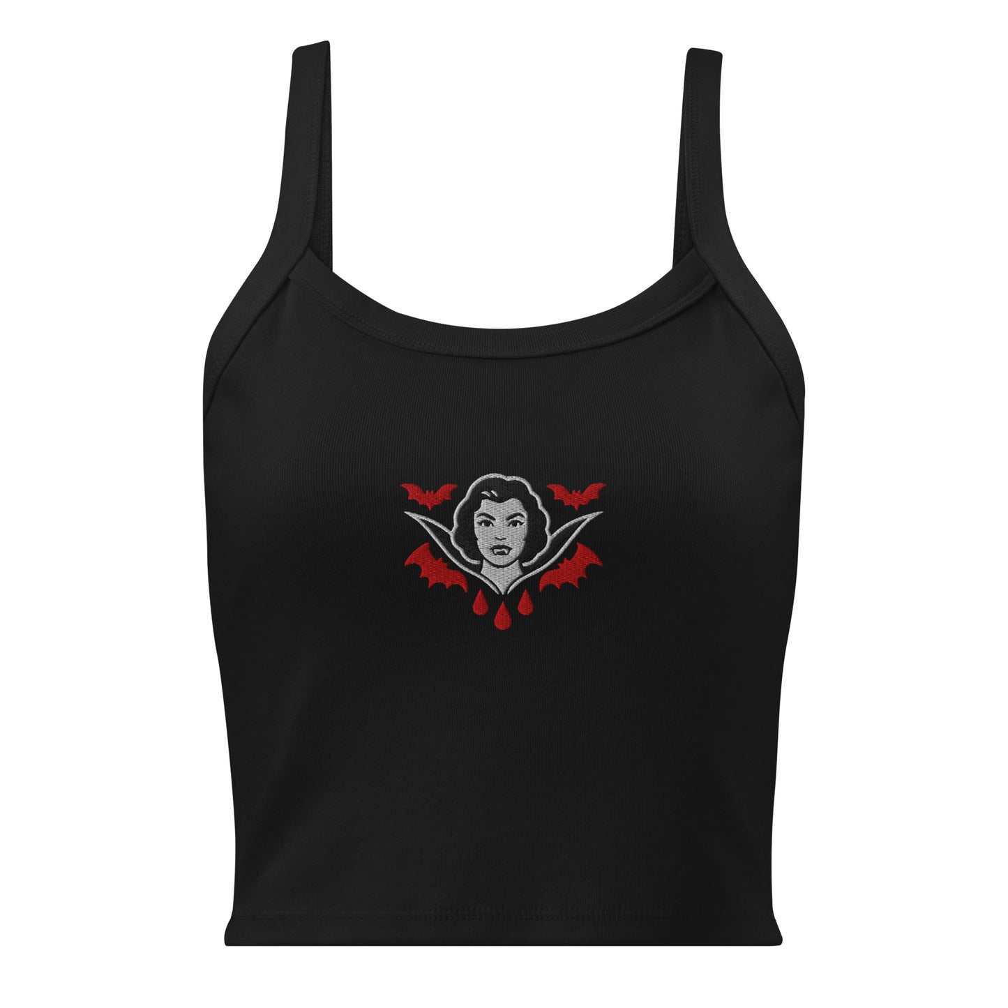 Camiseta de tirantes de canalé para mujer. Bordado The Crimson Countess. - PULP SPECTER