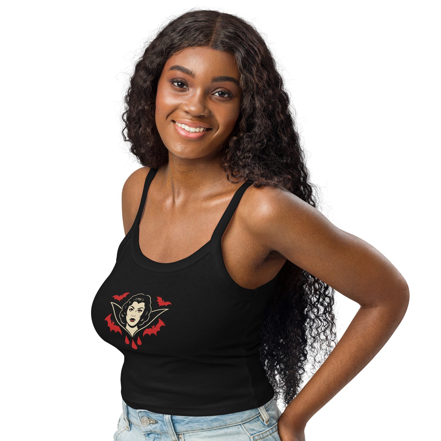 Camiseta de tirantes de canalé para mujer. The Crimson Countess. - PULP SPECTER